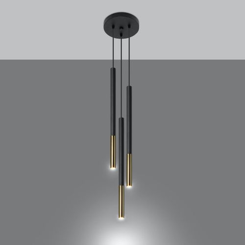 Lampe Suspendue Mizar 3p Noir-doré