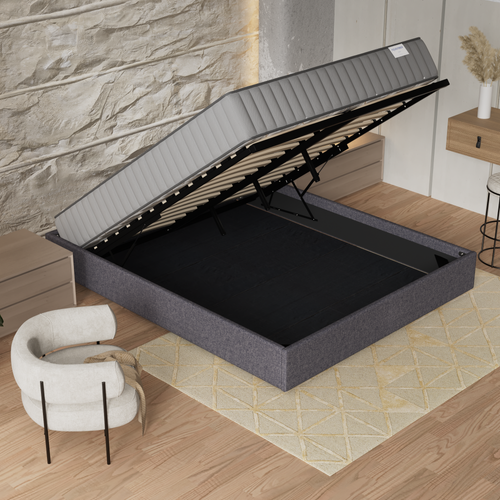 Ensemble 140x200 cm, Lit coffre + Matelas mousse, ép.22cm, accueil mémoire de forme