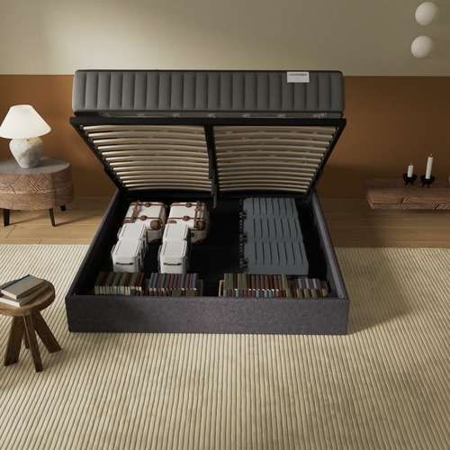 Ensemble 120x190 cm, Lit coffre + Matelas mousse, ép.22cm, accueil mémoire de forme