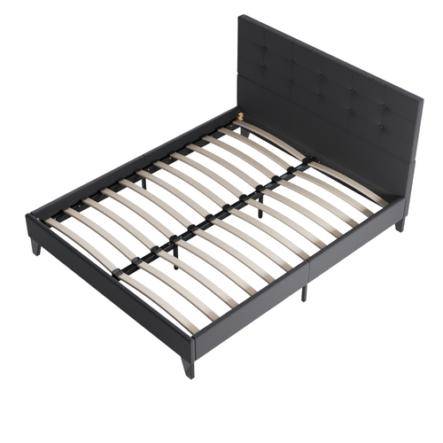 Lit 120x190 cm avec tête de lit tissu noir