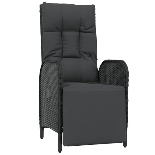 Ensemble à Dîner Salon De Jardin Meuble D'extérieur Et Coussins 7 Pièces Noir Résine