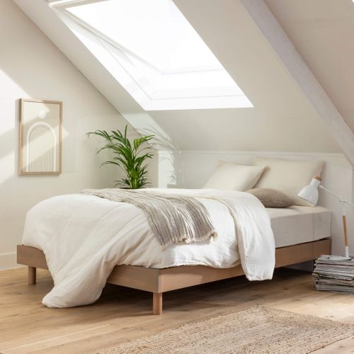 Sommier Kit En Bois Massif 13 Cm Taupe 140x200