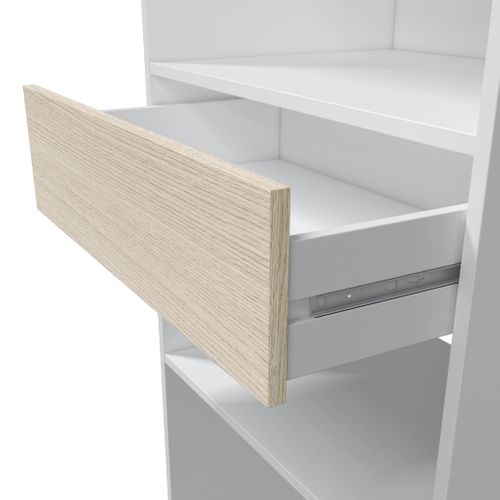Dressing Ouvert Avec Étagères Et Tiroir Blanc Et Chêne