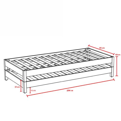 2 Lits Empilables 90x190 Cm Avec 2 Sommiers, Coloris Naturel
