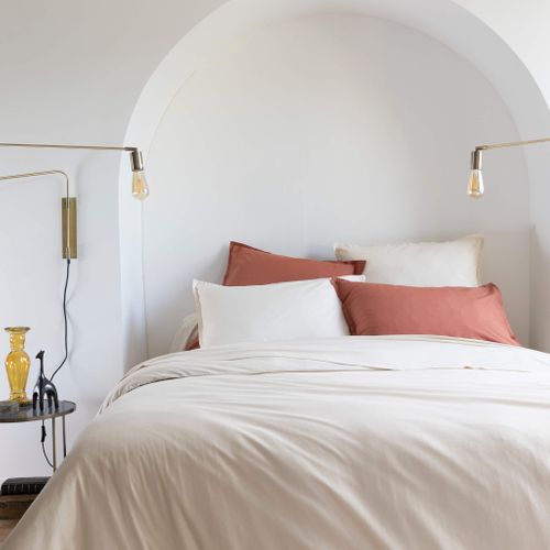 Housse De Couette Coton Lavé Beige 140x200 Cm