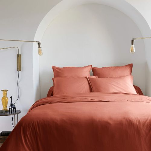 Housse De Couette Coton Lavé Terracotta 260x240 Cm