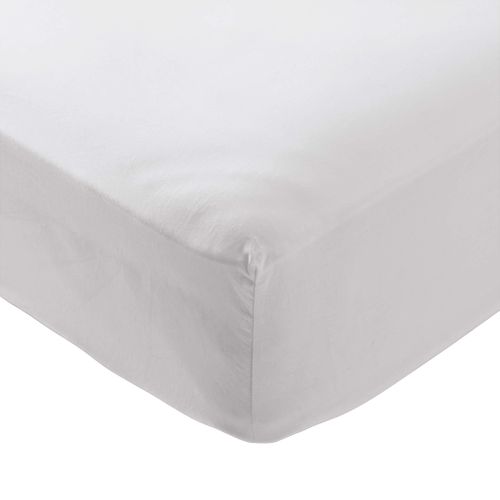 Drap Housse Coton Lavé Bonnet 30 Cm Blanc 90x190 Cm