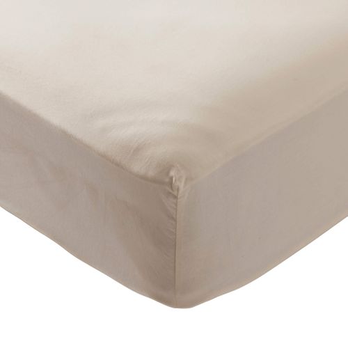 Drap Housse Coton Lavé Bonnet 30 Cm Beige 160x200 Cm