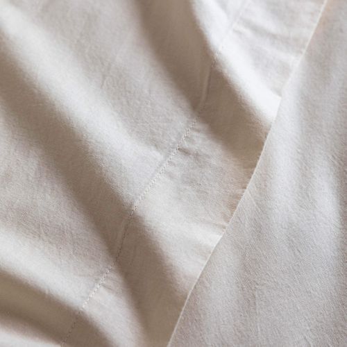 Drap Housse Coton Lavé Bonnet 30 Cm Beige 160x200 Cm