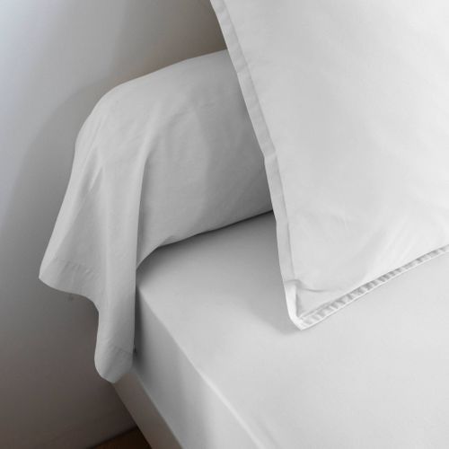 Taie Traversin Coton Lavé Blanc 140 Cm