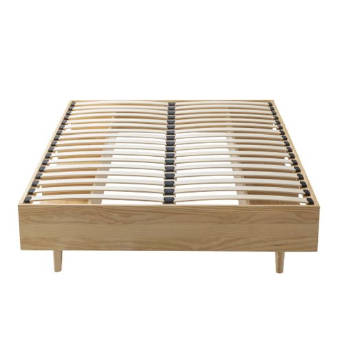 Lit En Bois Massif Naturel Avec Rangements 160x200