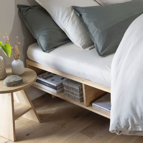 Lit En Bois Massif Naturel Avec Rangements 160x200