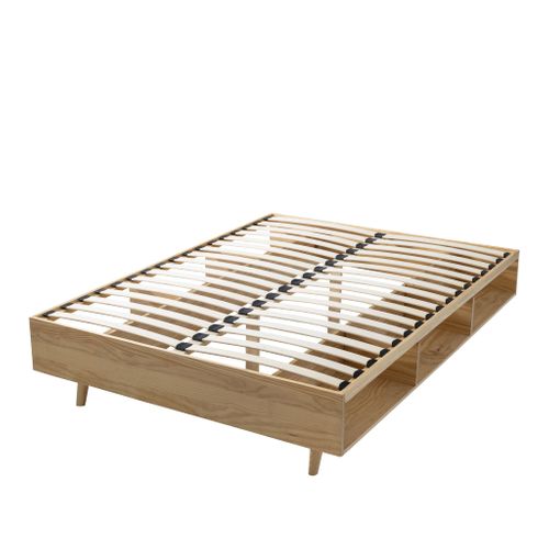 Lit En Bois Massif Naturel Avec Rangements 160x200