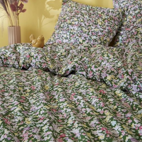 Parure De Lit Coton Imprimé Floral Vert 260x240 Cm