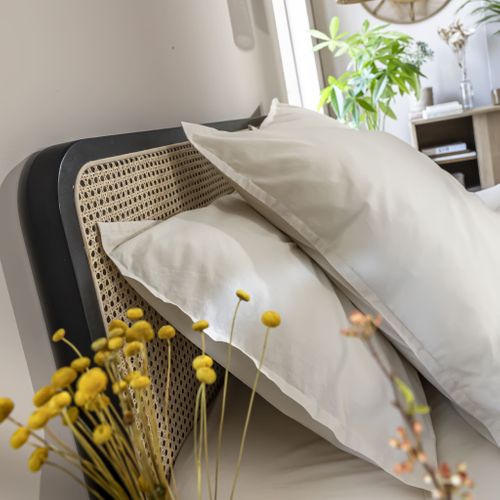 Lit En Pin Massif Noir Avec Cannage 180x200 Anna