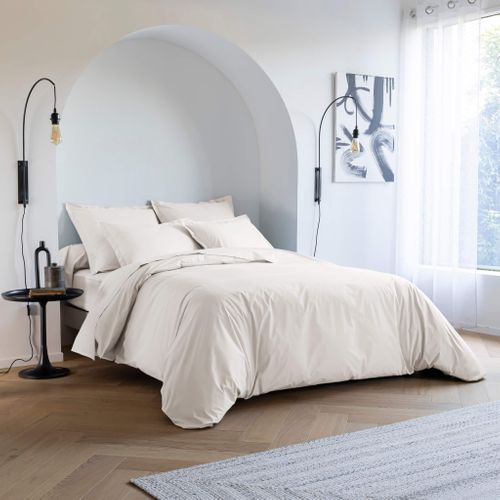 Housse De Couette Coton Percale Blanc 140x200 Cm