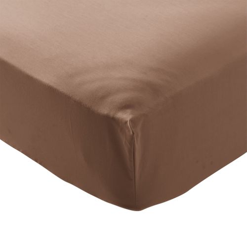 Drap Housse Coton Percale Marron Bonnet 30 Cm 90x190 Cm