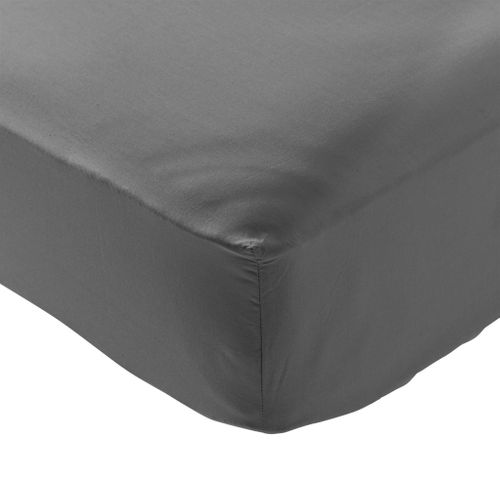 Drap Housse Coton Percale Anthracite Bonnet 40 Cm 180x200 Cm