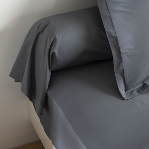 Taie De Traversin Coton Percale Anthracite 160 Cm
