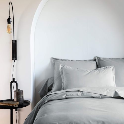 Taie D'oreiller Coton Percale Gris 65x65 Cm