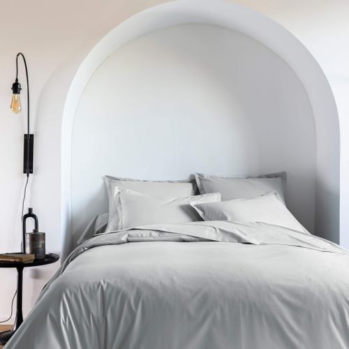 Housse De Couette Coton Percale Gris 140x200 Cm