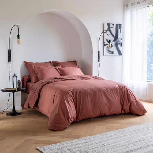 Housse De Couette Coton Percale Rose 240x220 Cm