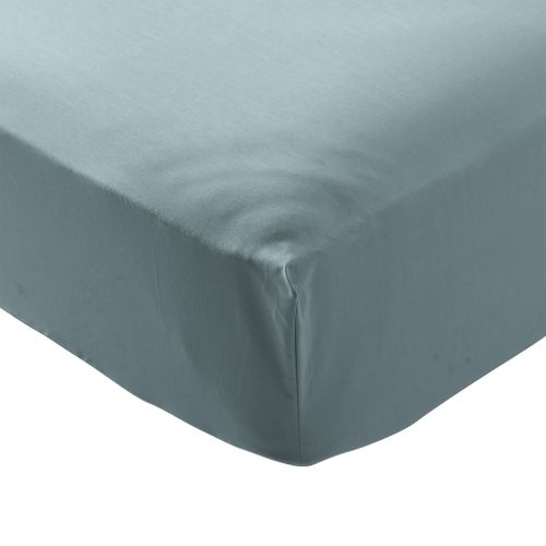 Drap Housse Coton Percale Bleu Bonnet 30 Cm 110x190 Cm