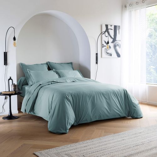Housse De Couette Coton Percale Bleu 140x200 Cm