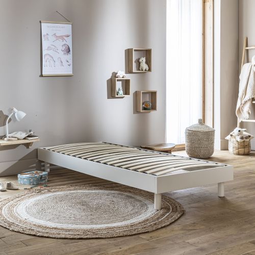 Sommier Kit En Bois Massif 13 Cm Blanc Cassé 90x200