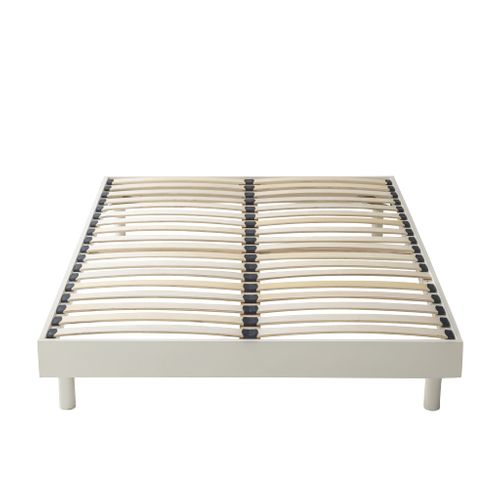 Sommier Kit En Bois Massif 13 Cm Blanc Cassé 180x200