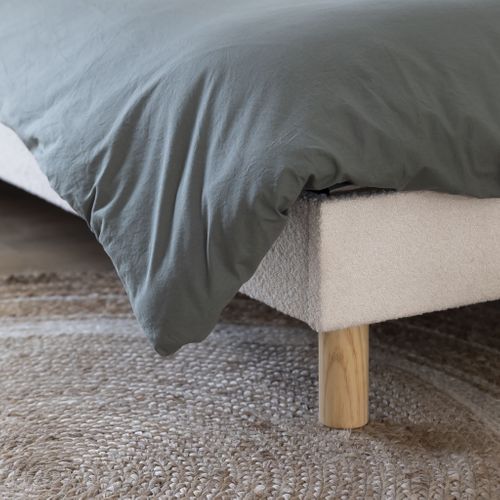 Sommier Kit En Bois Massif Et Tissu Bouclette Beige 90x200