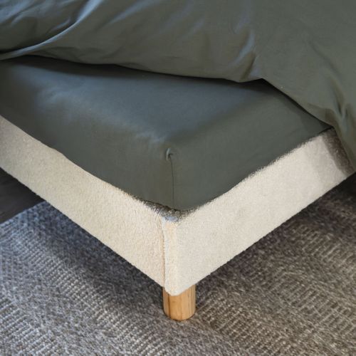 Sommier Kit En Bois Massif Et Tissu Bouclette Beige 180x200