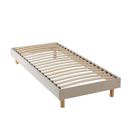 Sommier Kit Enfant En Bois Massif Et Tissu Bouclette Beige 90x200