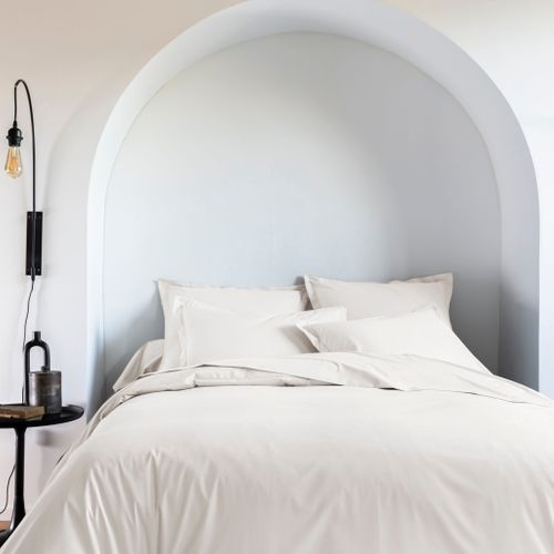 Parure De Lit Coton Percale Blanc 260x240 Cm