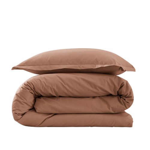 Parure De Lit Coton Percale Marron 200x200 Cm