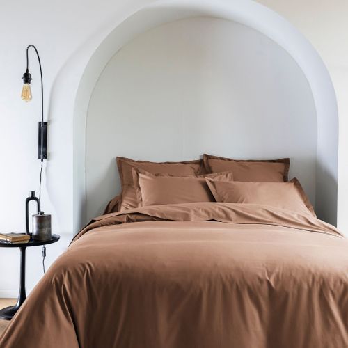 Parure De Lit Coton Percale Marron 200x200 Cm