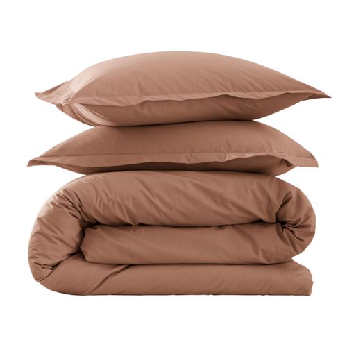 Parure De Lit Coton Percale Marron 240x220 Cm