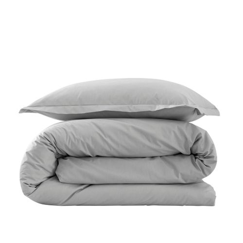 Parure De Lit Coton Percale Gris 140x200 Cm