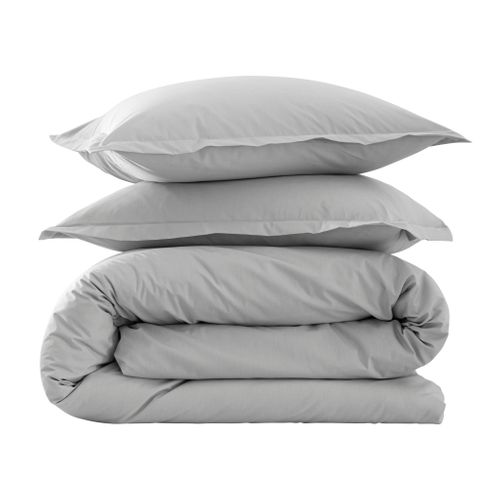 Parure De Lit Coton Percale Gris 140x200 Cm