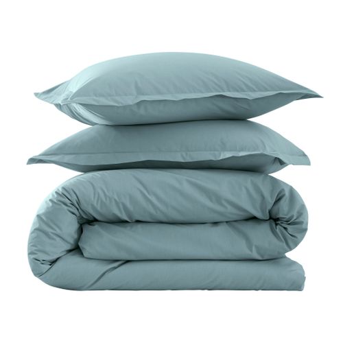 Parure De Lit Coton Percale Bleu 200x200 Cm