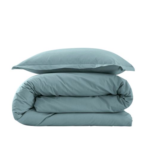 Parure De Lit Coton Percale Bleu 200x200 Cm