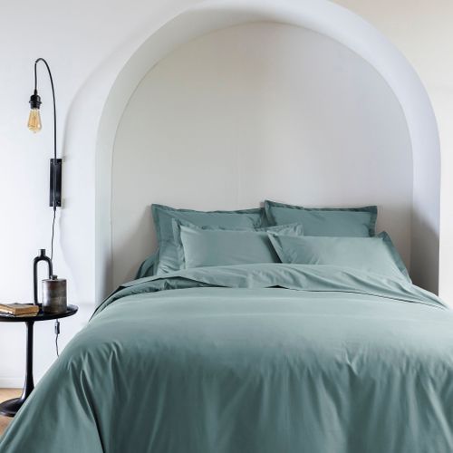 Parure De Lit Coton Percale Bleu 240x220 Cm