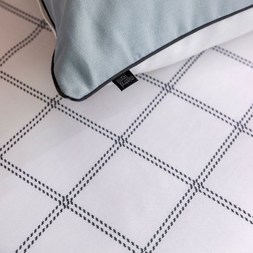 Parure Ribe à Carreaux Bleus 140x200 Cm