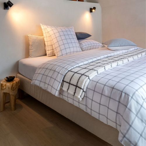 Parure Ribe à Carreaux Bleus 140x200 Cm