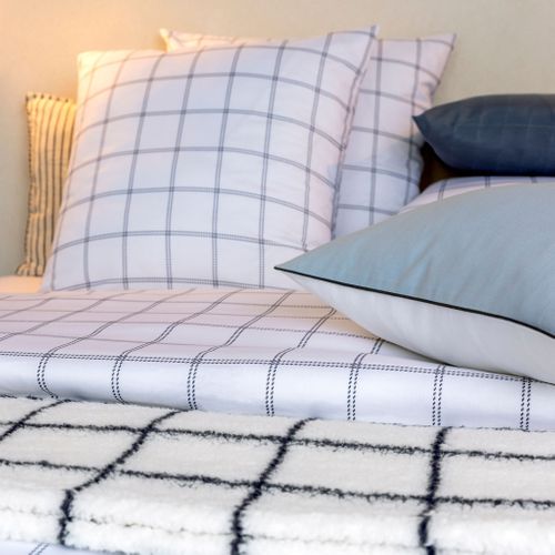 Parure Ribe à Carreaux Bleus 140x200 Cm