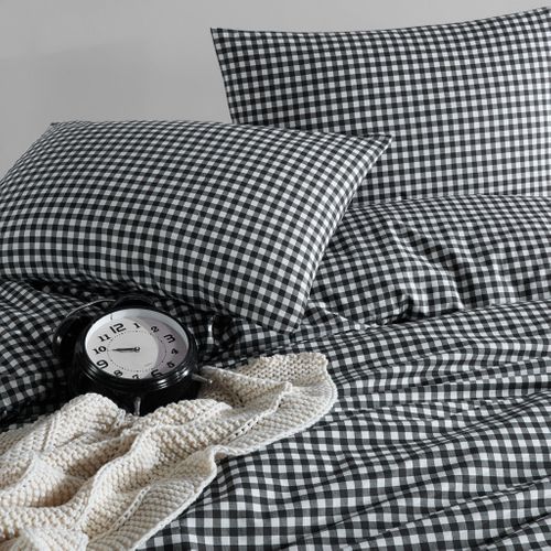 Parure De Lit Vichy Noir 200x200 Cm