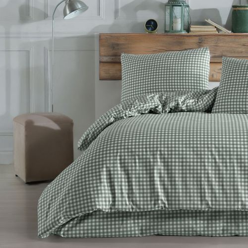 Parure De Lit Vichy Vert D'eau 200x200 Cm