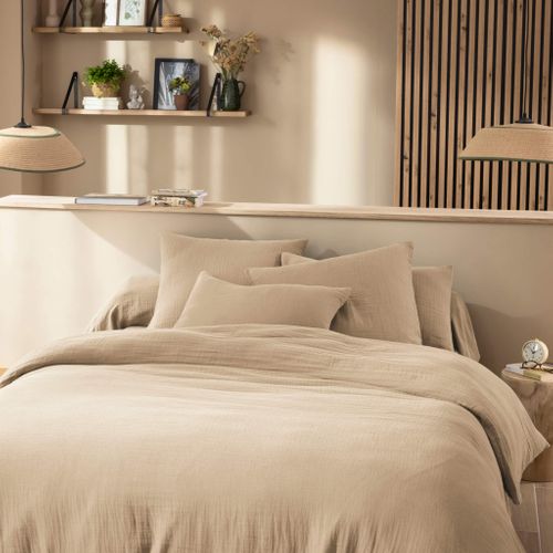 Housse De Couette Gaze De Coton Noa Beige 140x200 Cm