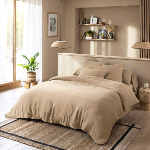 Housse De Couette Gaze De Coton Noa Beige 140x200 Cm