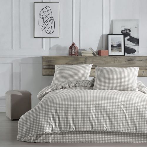 Parure De Lit Vichy Beige 200x200 Cm